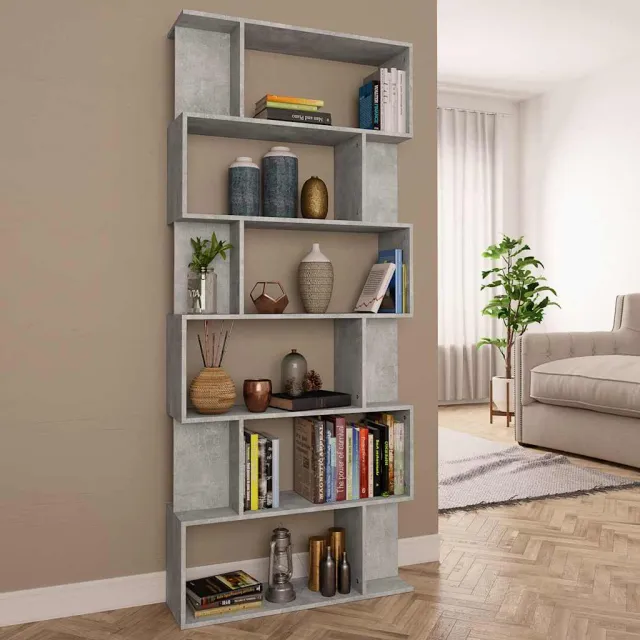 vidaXL Boekenkast / kamerscherm 80x24x192 cm bewerkt hout betongrijs grijs, foto 2