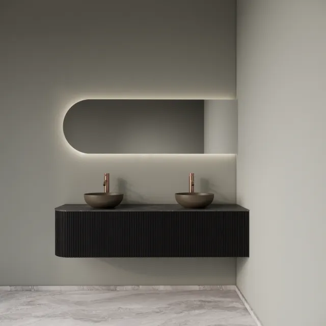 Gliss Design Badkamermeubelset Gliss Design Alluro 160 cm Rechts Black Veneer Zwart