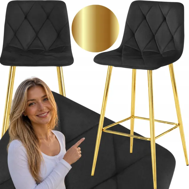 MUFART Modena Hoker Barowy Welurowe Czarne Złote Nogi 102cm Black and Gold