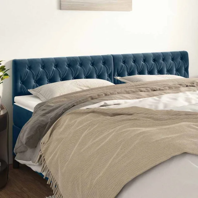 vidaXL Hoofdborden 180x7x78/88 cm fluweel donkerblauw