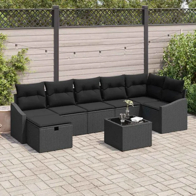 vidaXL Bankstel 8 st poly rattan zwart, foto 2