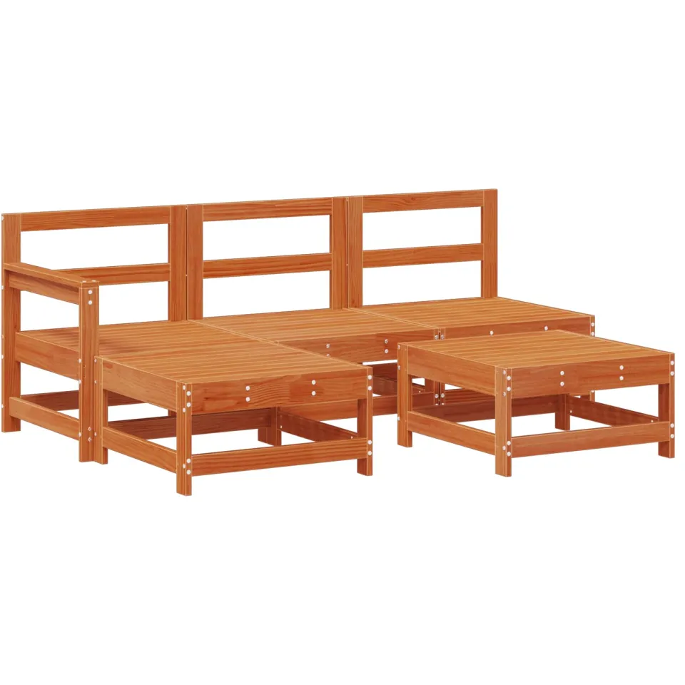 vidaXL Tuin loungeset 5 st 4-zits Wax Bruin Den Massief grenenhout, foto 2