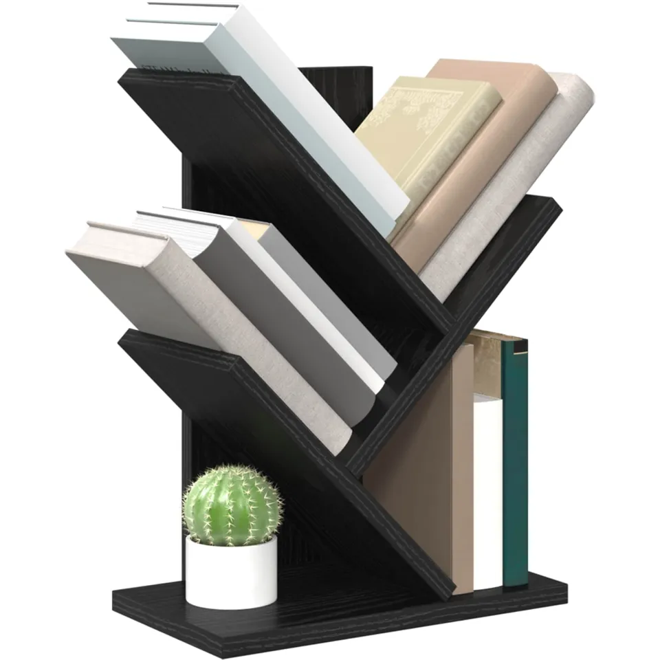 vidaXL Boomvormige boekenplank met 3 planken 30 x 18 x 40 cm Zwart