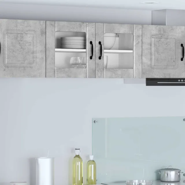 vidaXL Wandglas cabinet LUCCA Betongrijs 80 x 31 x 40 cm Bewerkt hout