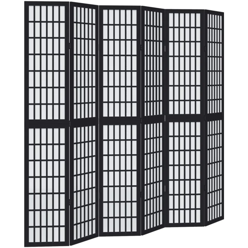 vidaXL Kamerscherm met 6 panelen massief paulowniahout zwart