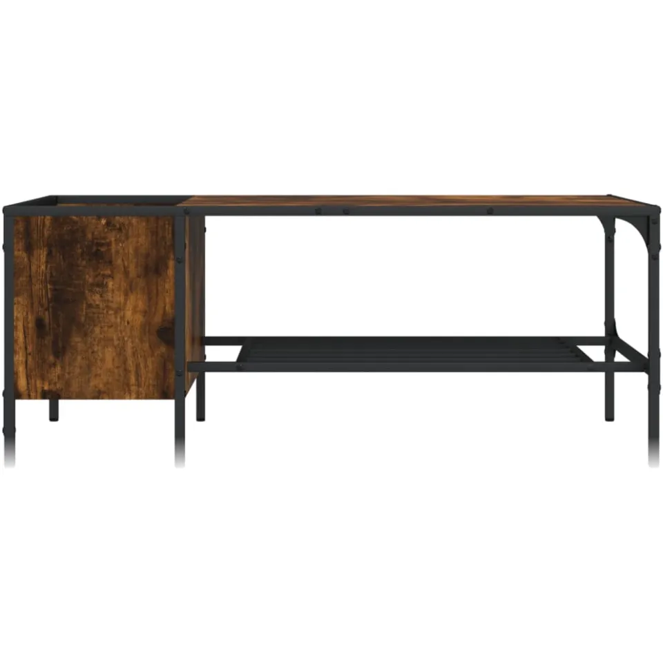 vidaXL Salontafel met rek 100x51x40 cm bewerkt hout gerookt eikenkleur, foto 3