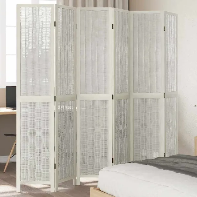 vidaXL Kamerscherm met 6 panelen massief paulowniahout wit, foto 2