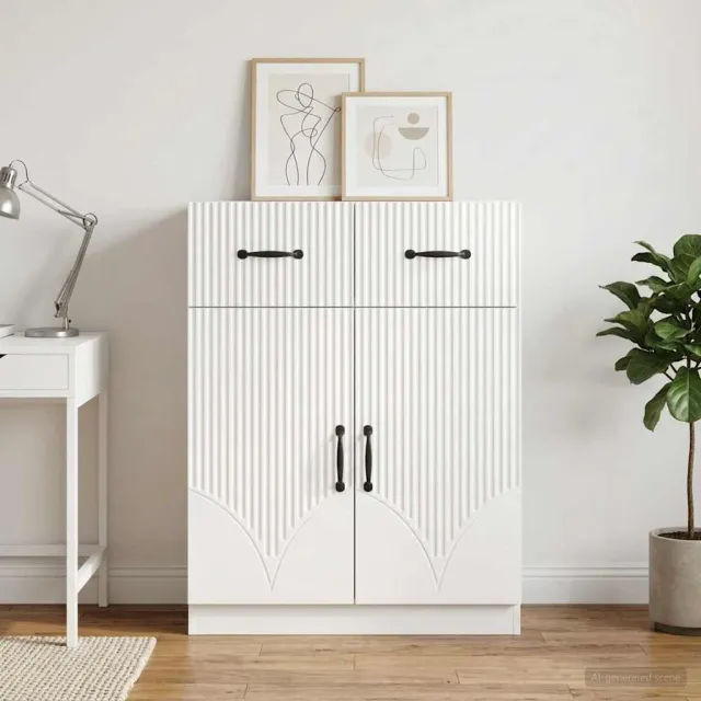 vidaXL Dressoir met lade Hoogglans Wit 66 x 34,5 x 87 cm Bewerkt hout