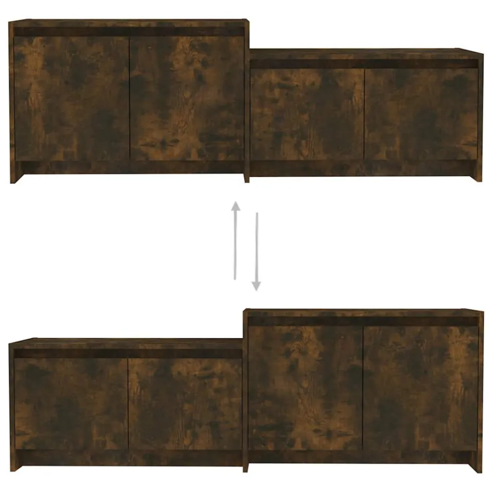 vidaXL Tv-meubel 146,5x35x50 cm bewerkt hout gerookt eikenkleurig, foto 4
