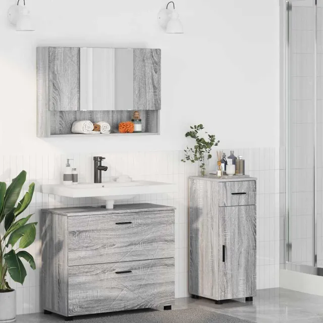 vidaXL Badkamermeubelset 3 st Sonoma Eiken Geperst Hout en Metaal Bruin