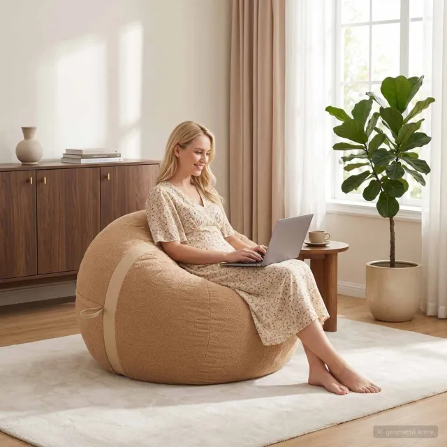 vidaXL Zitzakstoel Beige 95 x 93 x 71 cm Sherpa