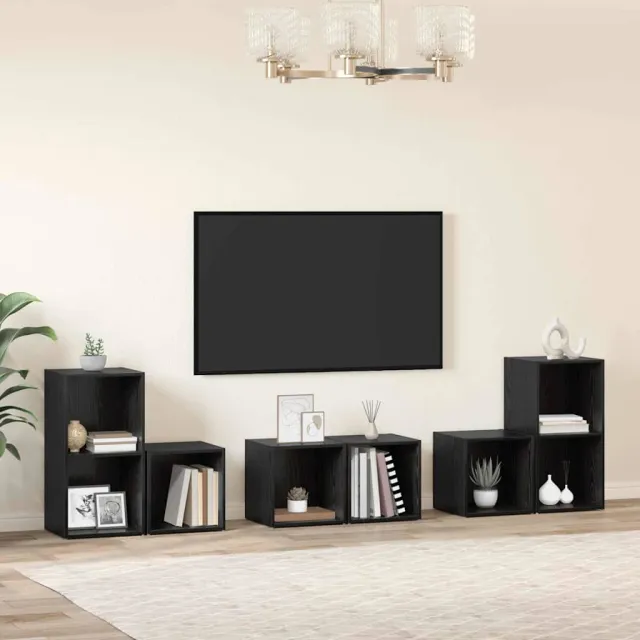 vidaXL Tv-meubelset 6 st 37 x 35 x 72 cm Zwart Eiken