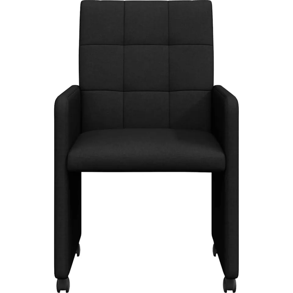 vidaXL Eetkamerstoelen met Wieltjes 2 st Stof Zwart 58 x 65 x 94 cm, foto 4