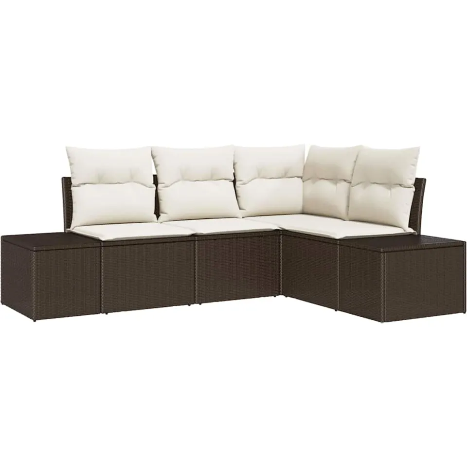vidaXL Tuin Sofa Set 4 st Bruin poly rattan