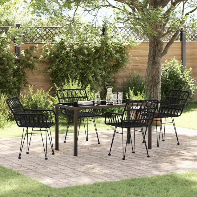 vidaXL Tuin eettafelset 5 st Zwart Gepoedercoat staal