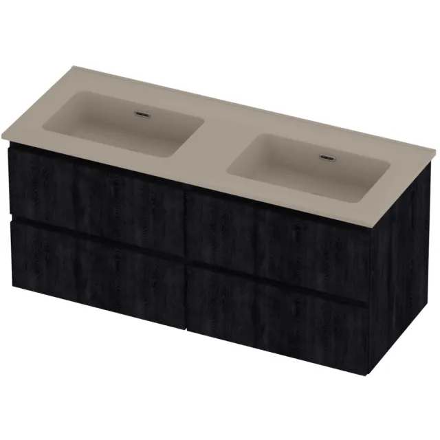 Proline Tribute Badmeubelset Porselein Dubbel 120x46x54 cm Mat Crème Cotton Charcoal Oak Eiken