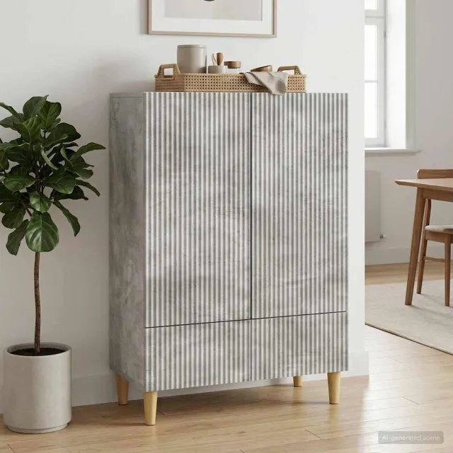 vidaXL Dressoir met lade Betongrijs 66 x 34,5 x 95 cm Bewerkt hout grijs, foto 2