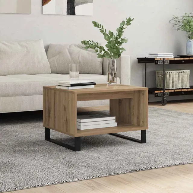 vidaXL Salontafel artisanaal eikenkleurig 60 x 50 x 40 cm Bewerkt hout, foto 2