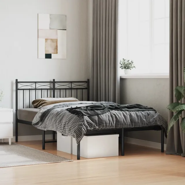 vidaXL Bedframe met hoofdbord metaal zwart 120x200 cm