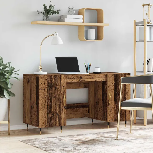 vidaXL Bureau Oud hout Bewerkt hout bruin, foto 2