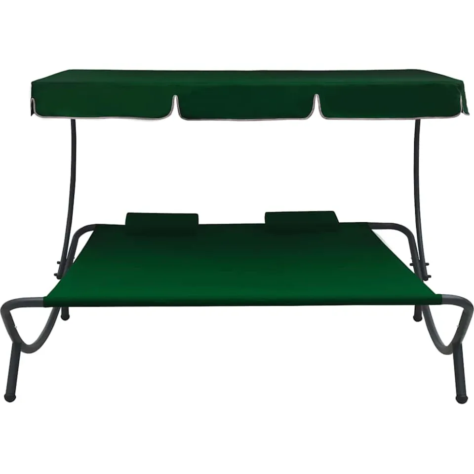 vidaXL Loungebed met luifel en kussens groen, foto 2