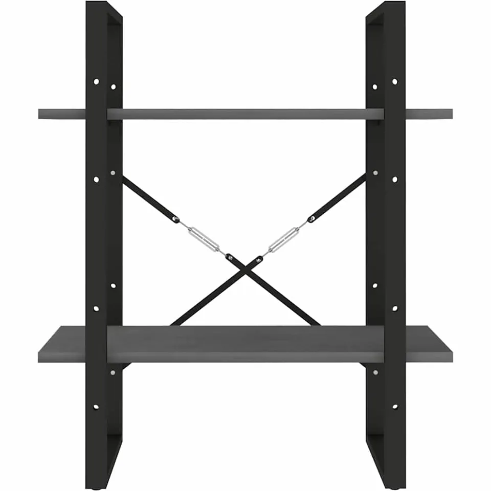 vidaXL Boekenkast met 2 schappen 60x30x70 cm massief grenenhout grijs, foto 4