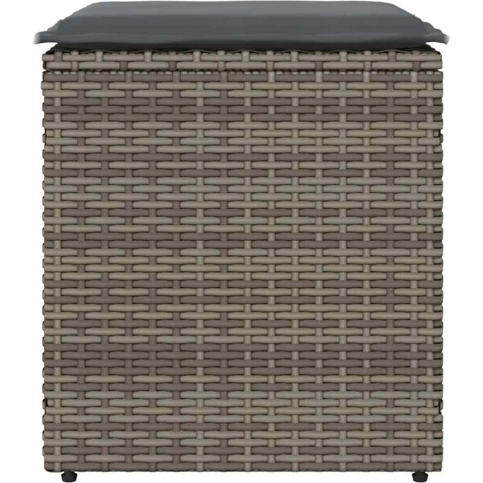 vidaXL Tuinkrukken met kussens 2 st 40x40x43 cm poly rattan grijs, foto 4