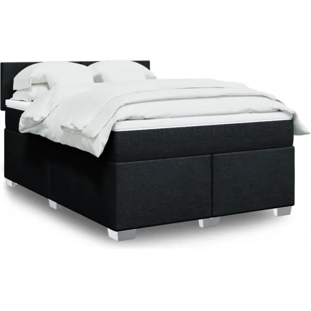 vidaXL Boxspring met matras stof zwart 160x200 cm