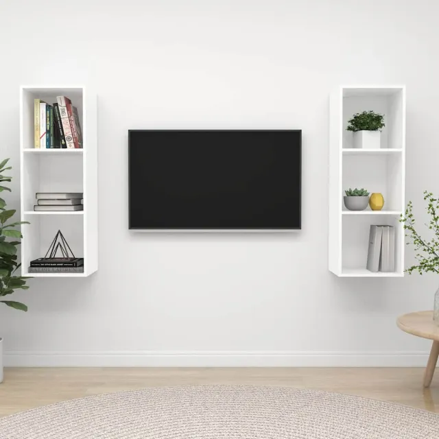 vidaXL Tv-wandmeubelen 2 st bewerkt hout wit, foto 2