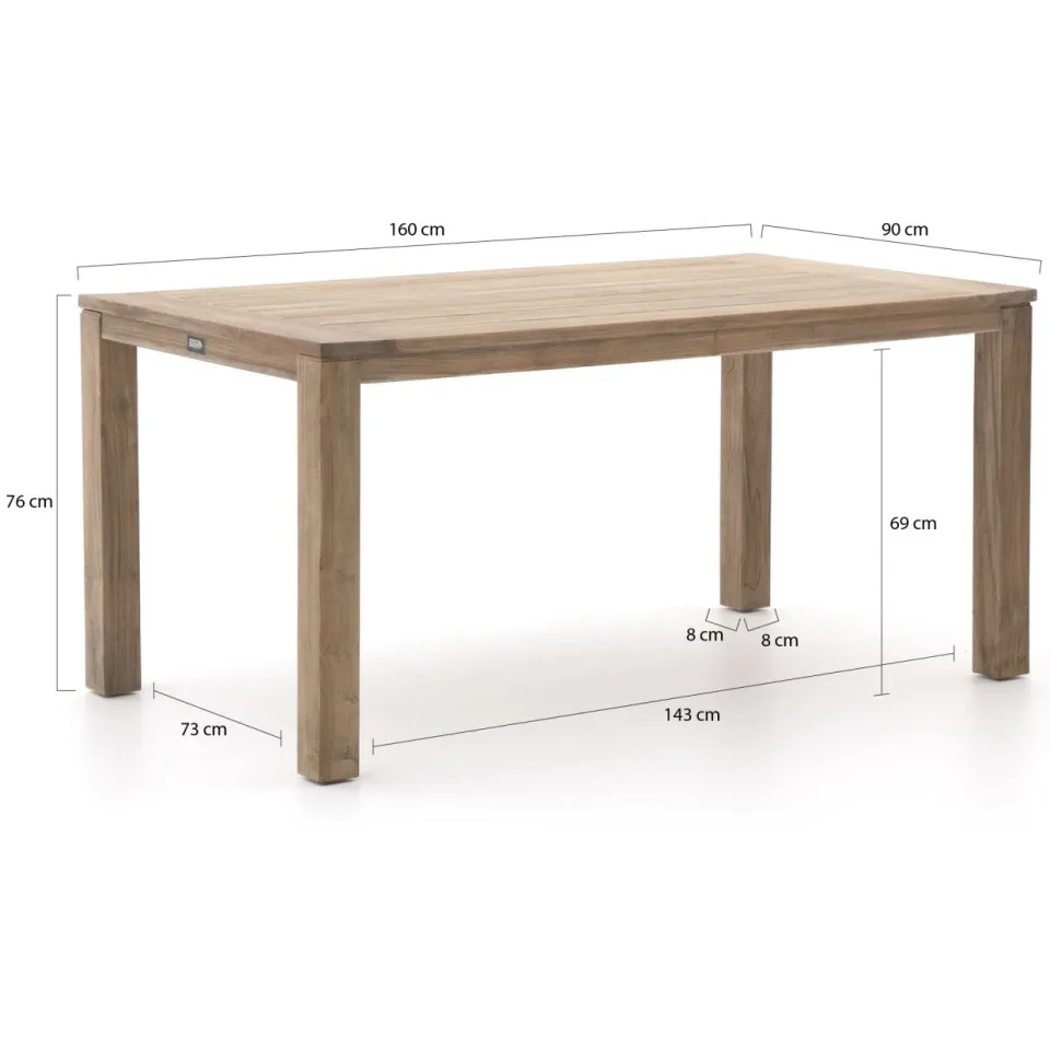 Apple Bee Hawaii/ROUGH-S 160cm dining tuinset 5-delig stapelbaar bruin, foto 3