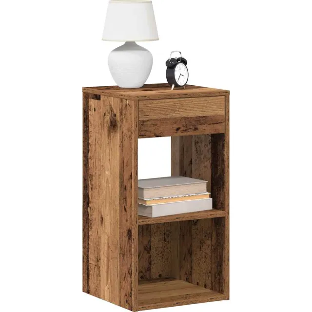 vidaXL Nachtkastjes 2 st met lade 35x34x66,5 cm oud houtkleurig Bruin