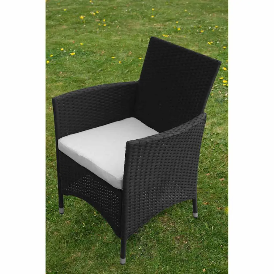 vidaXL 5-delige Tuinset met kussens poly rattan zwart, foto 4