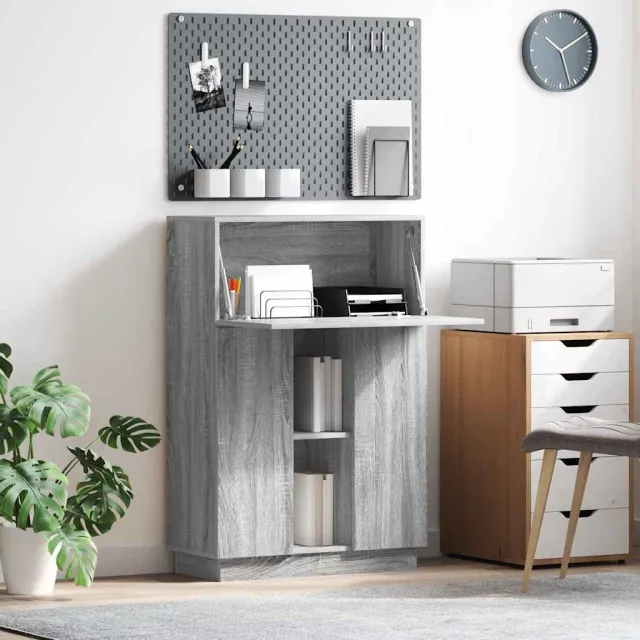 vidaXL Bureau Grijs Sonoma 71,5 x 31,5 x 106,5 cm Bewerkt hout, foto 2