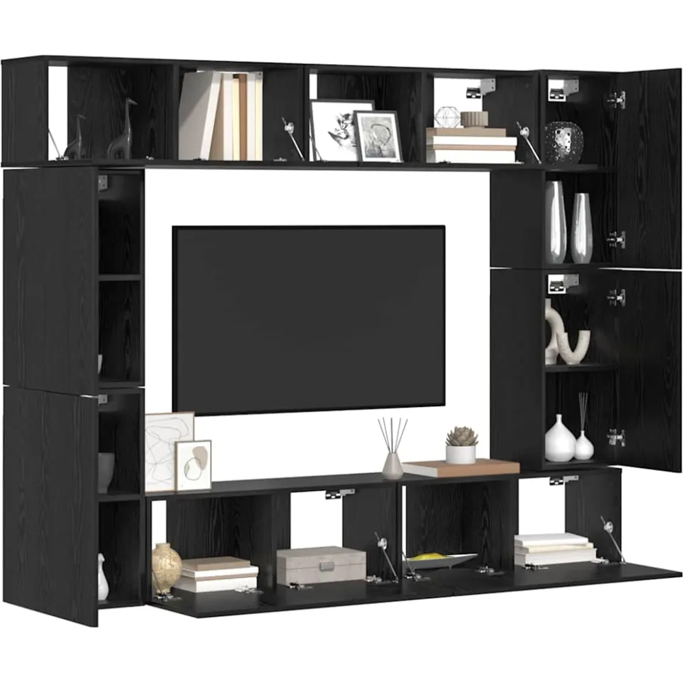 vidaXL Tv-meubelset 8 st 80 x 30 x 30 cm Zwart Eiken, foto 3