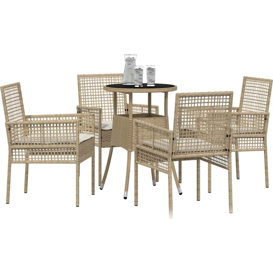 vidaXL Tuin eettafelset 5 st Beige poly rattan