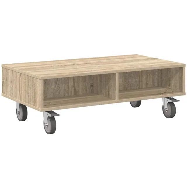 vidaXL Bijzettafel - met - wielen - Sonoma - Eik - 90 - x - 50 - x - 30 - cm - Bewerkt - hout Sonoma eiken