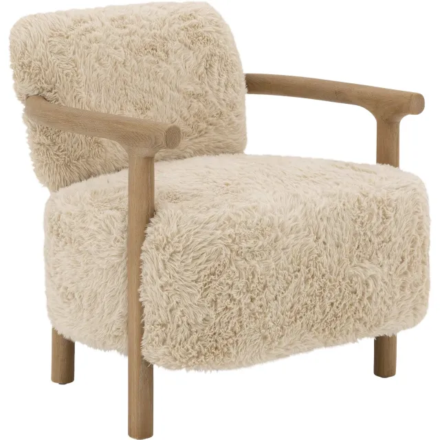 Goossens Fauteuil Bloss, Fauteuil stof teddy stof creme