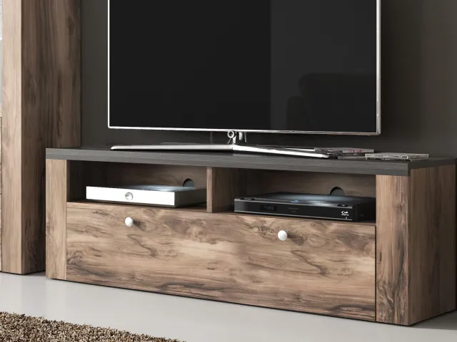 Mobistoxx TV-meubel LARZAC 1 klapdeur walnoot satijn/touchwood