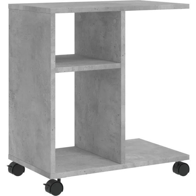 vidaXL Bijzettafel - met - wielen - 50x30x55 - cm - bewerkt - hout - betongrijs