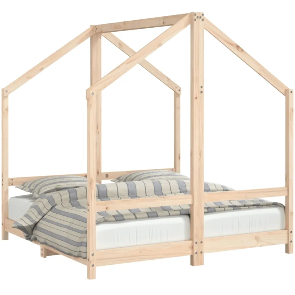 vidaXL Kinderbedframe 2x(70x140) cm massief grenenhout bruin, foto 3