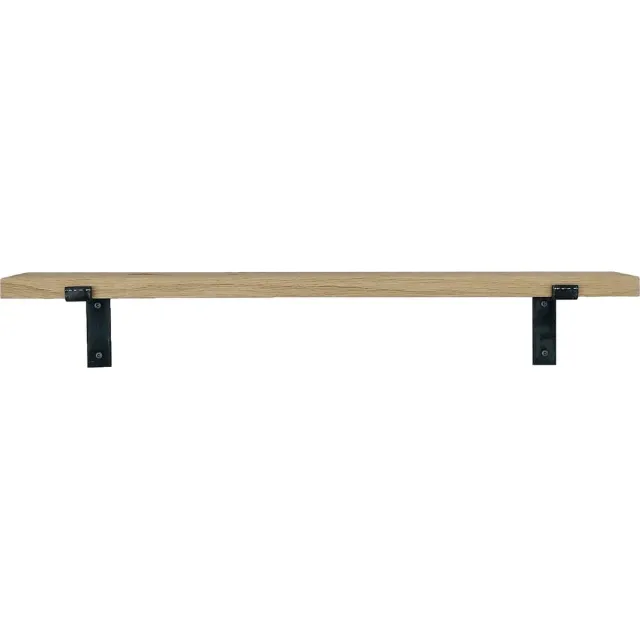 GoudmetHout Wandplank Industrieel - 120 x 15 cm Muurplank - Eiken Hout - Decoratie Wandrek & Boekenrek - Hangplank Keuken - Wall Shelf + 2 Plankdragers van Ruw Staal Licht eiken, zonder coating