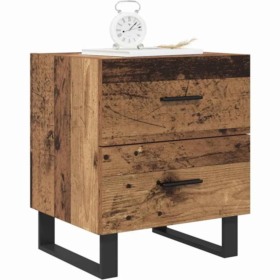 vidaXL Nachtkastje 2 st Oud Hout en Zwart 40 x 35 x 47,5 cm Bruin