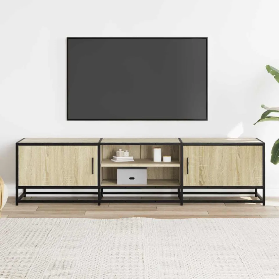 vidaXL Tv-meubel 160x35x41 cm bewerkt hout metaal sonoma eikenkleurig, foto 2