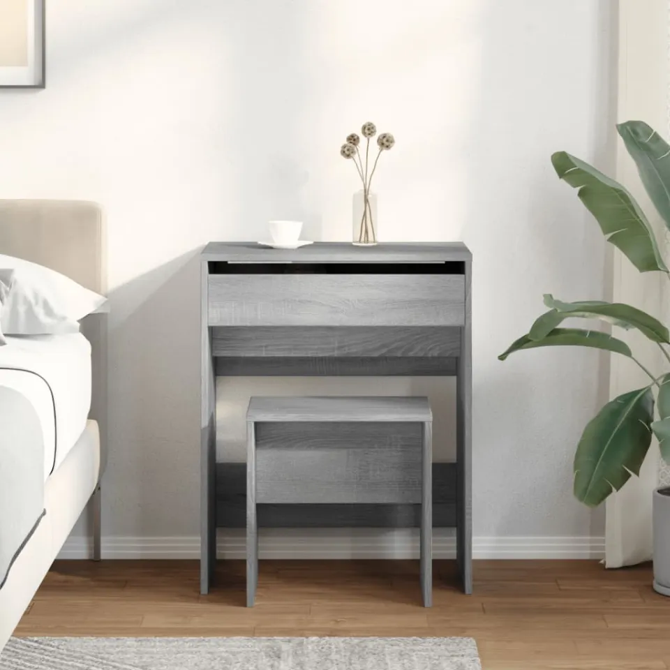 vidaXL Kaptafel met krukje 60x40x113,5 cm grijs sonoma, foto 2