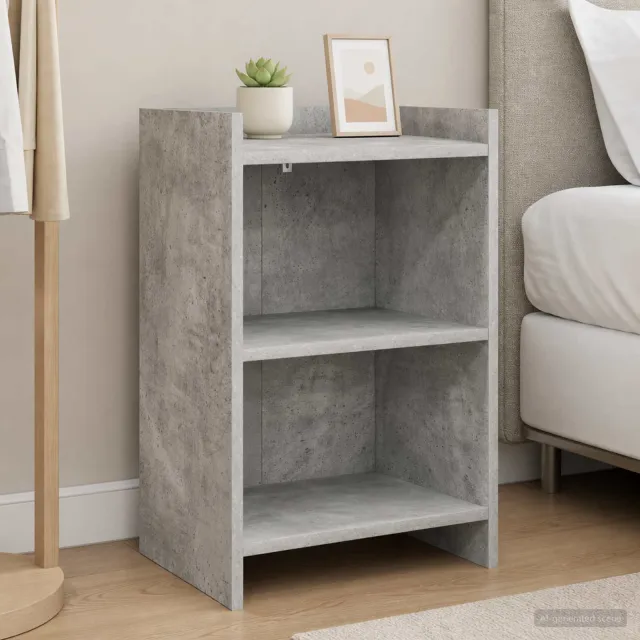 vidaXL Nachtkastjes 2 st Betongrijs 40 x 30 x 60 cm Bewerkt hout grijs, foto 2