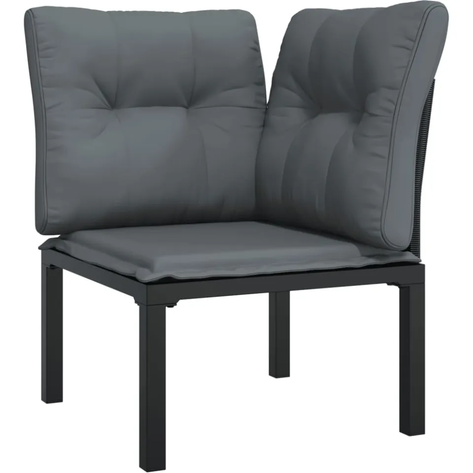 vidaXL 7-delige Loungeset poly rattan zwart en grijs, foto 3