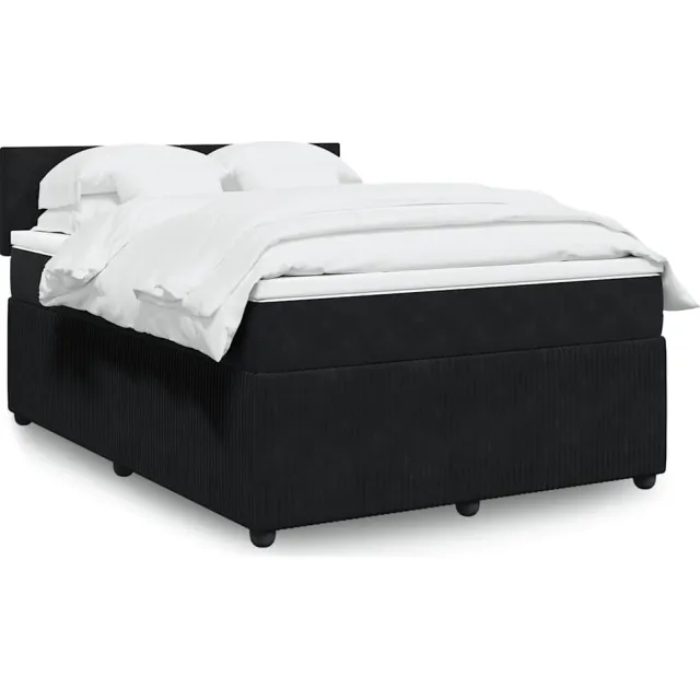 vidaXL Boxspring met matras fluweel zwart 140x190 cm