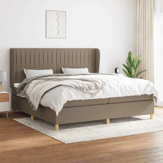 vidaXL Boxspring met matras stof taupe 200x200 cm