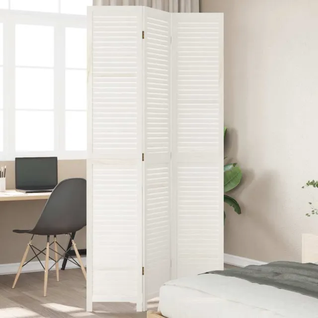 vidaXL Kamerscherm met 3 panelen massief paulowniahout retro wit, foto 2