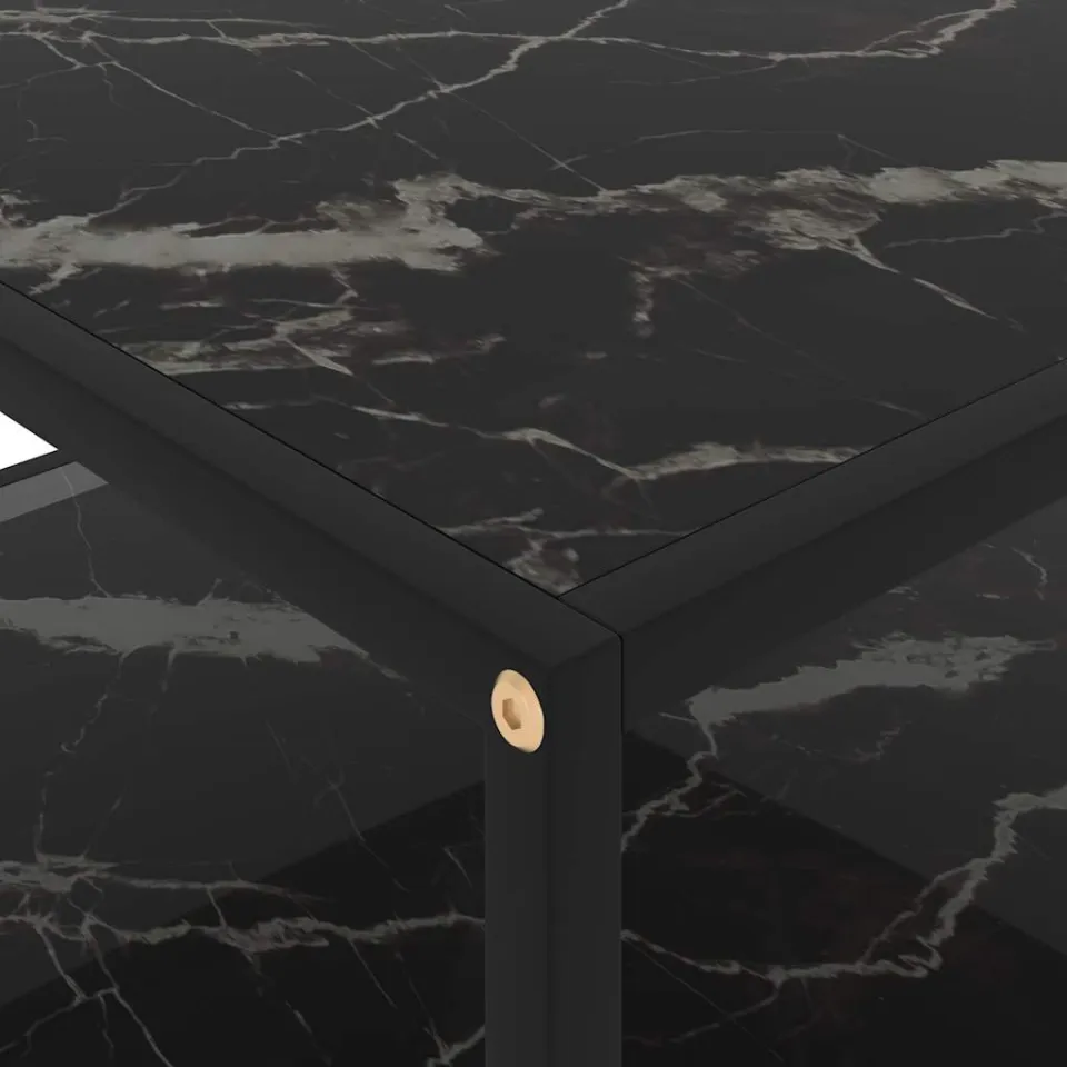 vidaXL Salontafel 80x80x35 cm gehard glas zwart, foto 4